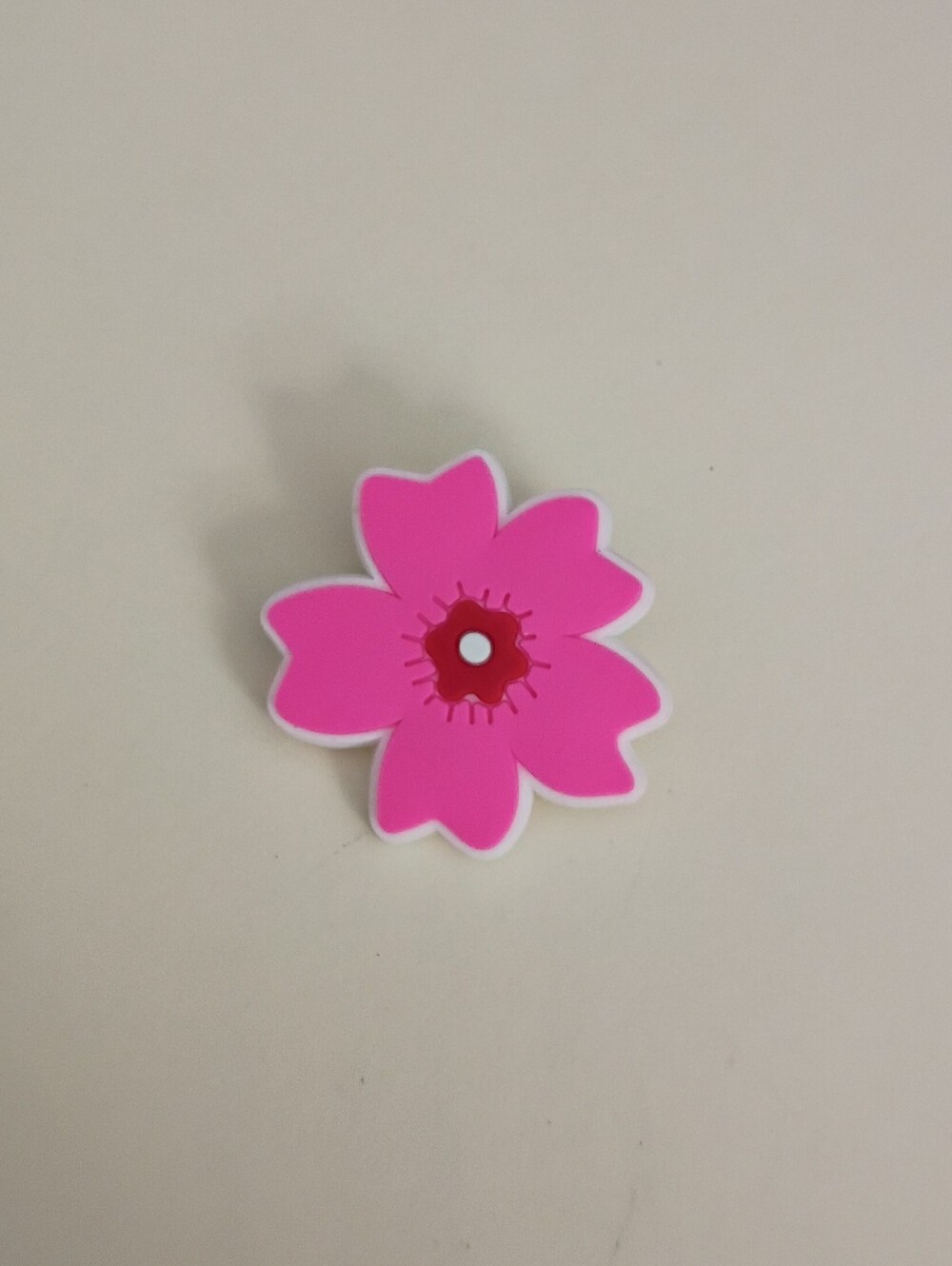 10 for $10 Jibbitz Croc Charm - Pink Flower 5 Petals With Red & White Pistol